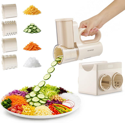 Hand‑held & Desktop Electric Cheese Grater 4‑in‑1 Slicer Shredder