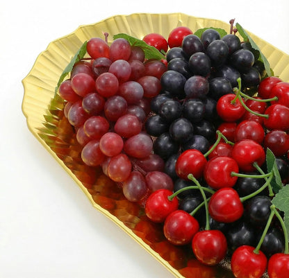 6 Pack Plastic Serving Tray Set, Gold Rectangular Serving Platters 14"x8.5", Reusable Food Display Trays, Decorative Appetizer Platters for Party Dessert Table Cupcake Charcuterie Cookies