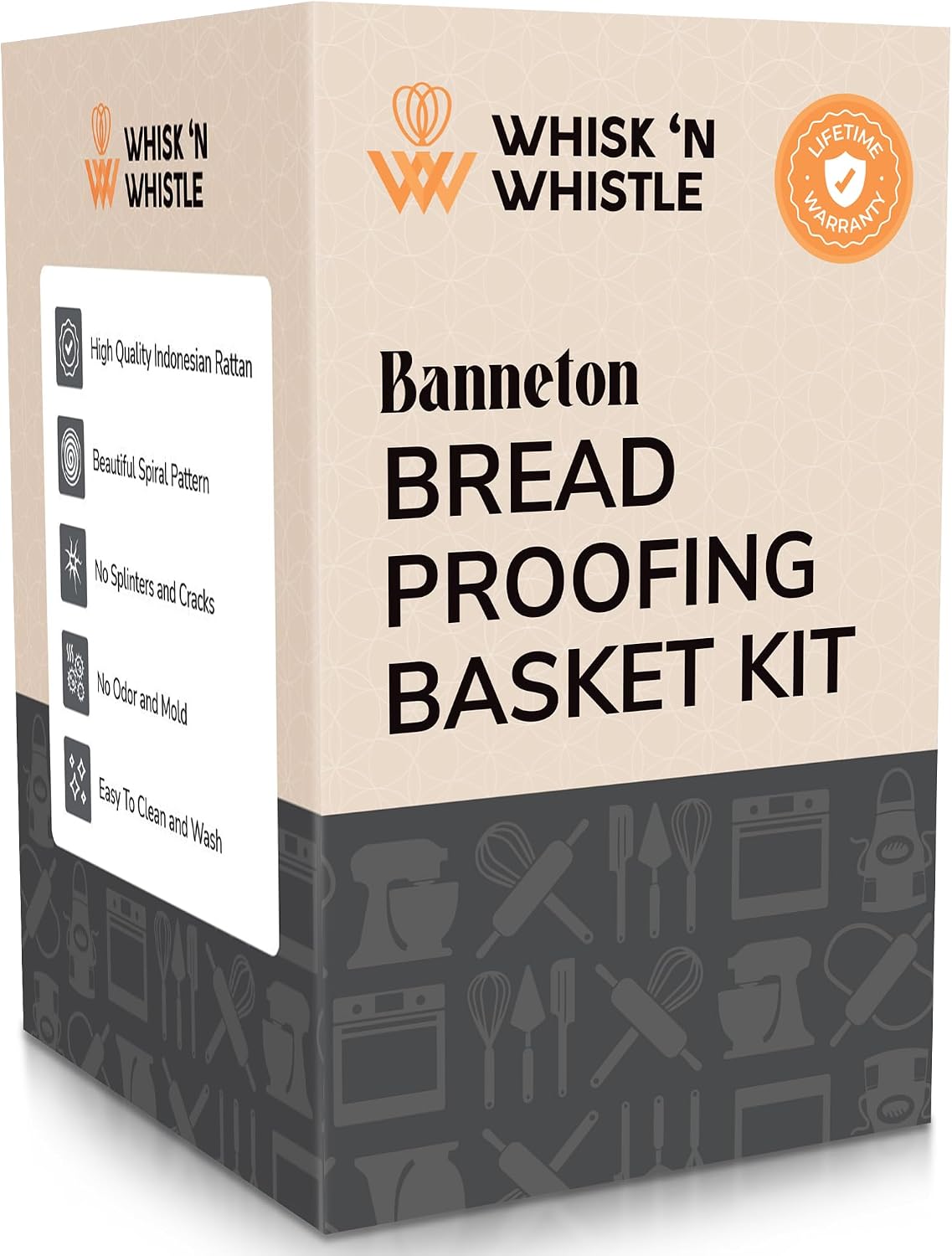 Banneton Bread Proofing Basket Set, 2 x Round 9 Inch Bread Proofing Baskets
