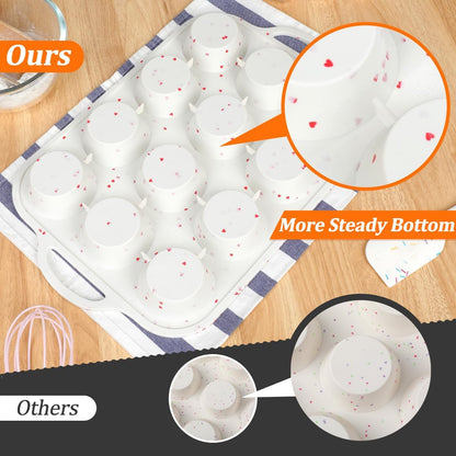 CAKETIME Mini Muffin Pan, Metal Reinforced Frame Mini Cupcake Pans 24 Cups Nonstick Muffin Silicone Molds with Handle for Baking Muffins, Cupcakes, Egg Bites 2 Pack