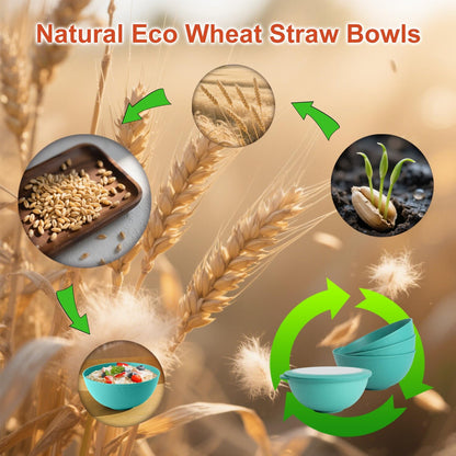 Wrova Wheat Straw Bowls for Kitchen set of 6,Anti-Scald Thick Soup Bowls 40oz,Microwave and Dishwasher Safe Bowl Sets, Unbreakable Cereal Bowl Sets. Vibrant Series
