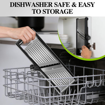 MASTERTOP Mandoline Slicer for Kitchen Adjustable Stainless Steel Food Slicer Vegetable Chopper Onion Waffle French Fry Cutter Potato Chip Julienne Slicer with Safety Gloves