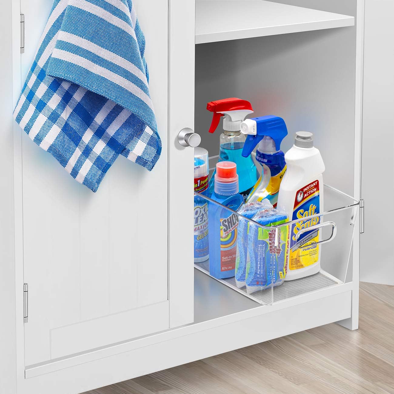 Sorbus Large Clear Plastic Storage Bins for Shelves, Clothes, with Handle - Clear Storage Bins, Drawer, Shelf, Closet, Pantry, Fridge, Freezer Organizer Bins, Closet Organizers and Storage (4 pack)