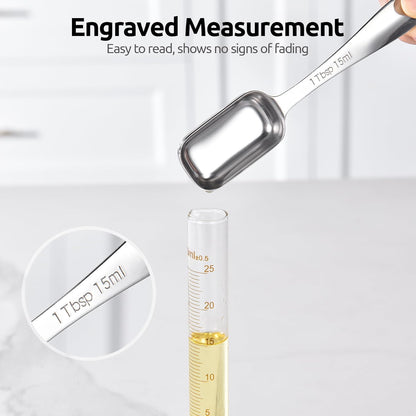 Measuring Spoons: U-Taste 18/8 Stainless Steel Measuring Spoons Set of 9 Piece: 1/16 TSP, 1/8 TSP, 1/4 TSP, 1/3 TSP, 1/2 TSP, 3/4 TSP, 1 TSP, 1/2 tbsp & 1 tbsp Dry and Liquid Ingredients