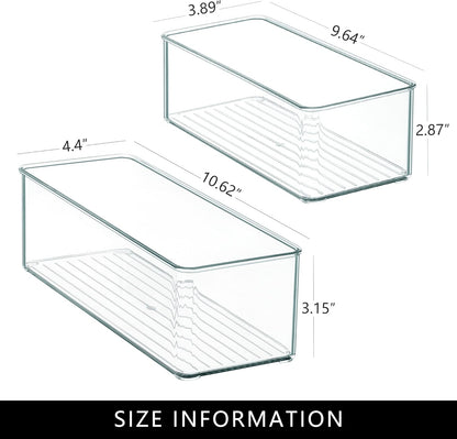 Qilinba 8 PACK Drawer Organizers Deep Drawer Organizer Bins Silverware Organizer Clear Stackable Storage Bins for Bathroom, Pantry, Office, Vanity, Desk Organization and Storage