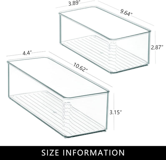 Qilinba 8 PACK Drawer Organizers Deep Drawer Organizer Bins Silverware Organizer Clear Stackable Storage Bins for Bathroom, Pantry, Office, Vanity, Desk Organization and Storage