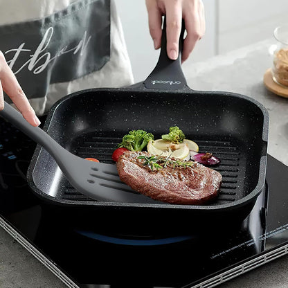 Silicone Kitchen Cooking Utensils Set: MOACC Heat Resistant 13inch Long Kitchen Gadgets, BPA Free Non Stick Rubber Cook Accessories For Food Prep, Frying, Serving, Basting (Light Grey)