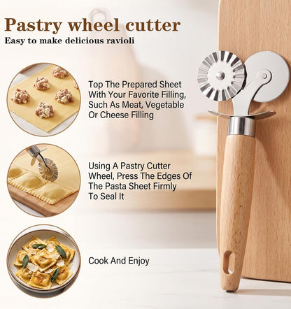 1 Pcs Pasta Cutter Wheel, Cracker Cutters for Baking, Straight & Fluted