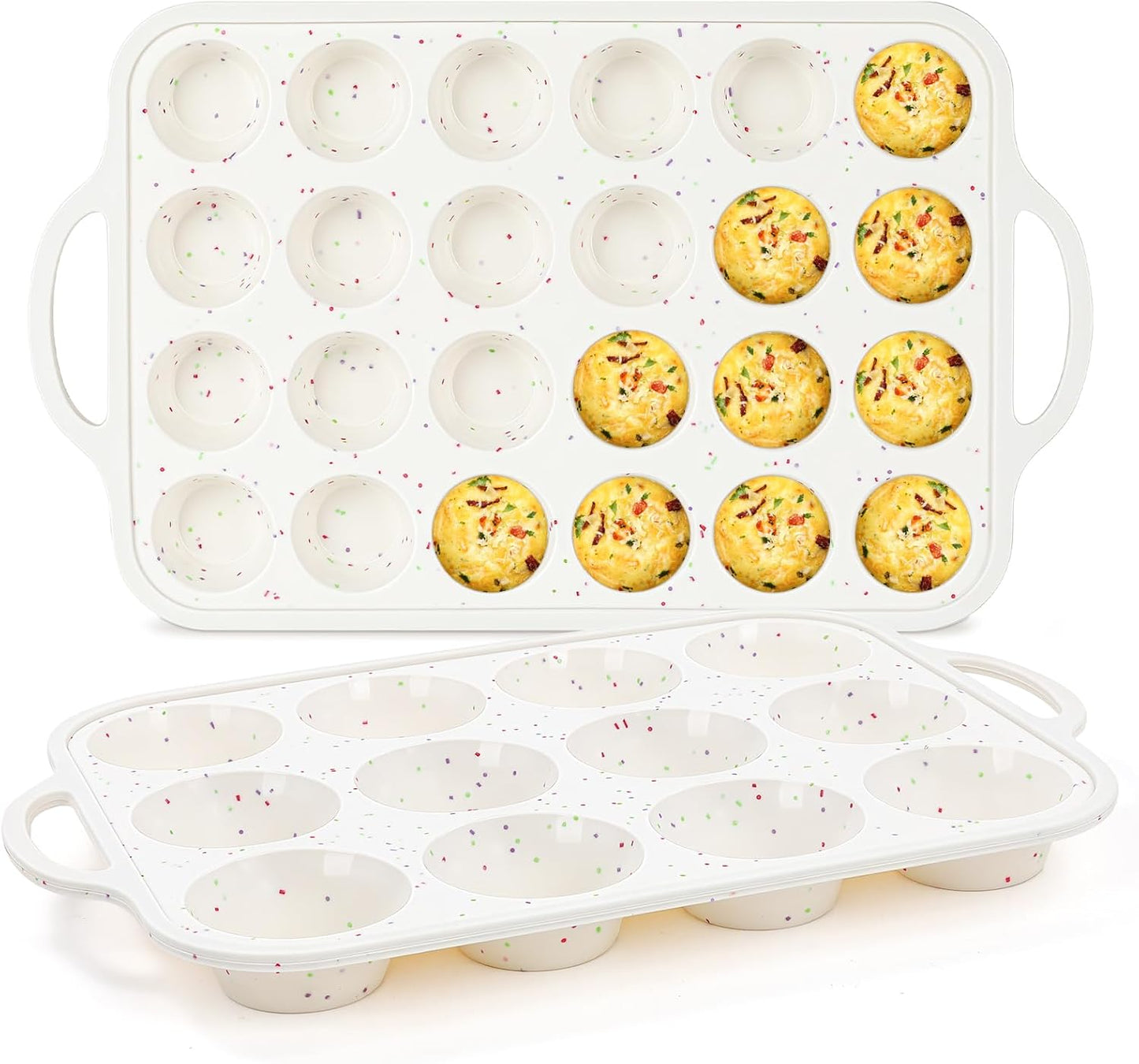 Silicone Muffin Pans for Baking, Metal Reinforced Frame 12 Cups Regular Size Silicone Cupcake Pan Nonstick Muffin Tin for Baking Muffin, Cupcake, Frittatas,BPA Free, Silicone Molds Dishwasher Safe