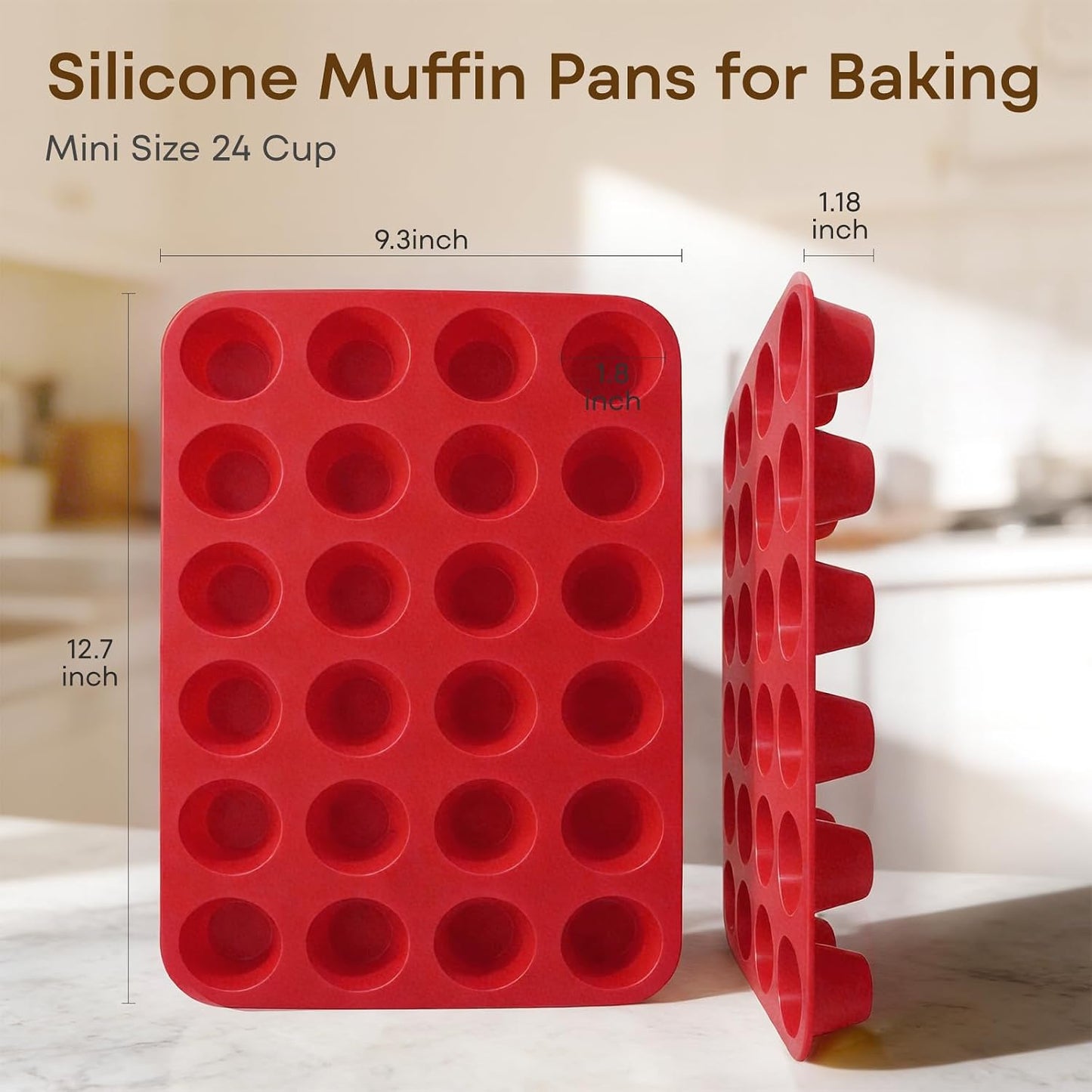 Silicone Muffin Pans for Baking Nonstick 2 Pcs, 12 Cup Regular Cupcake Pan, Food-Grade Silicone Baking Molds for Cupcakes, Egg Bites, Freezer, White