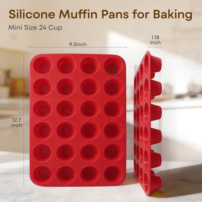 Silicone Muffin Pans for Baking Nonstick 2 Pcs, 12 Cup Regular Cupcake Pan, Food-Grade Silicone Baking Molds for Cupcakes, Egg Bites, Freezer, White