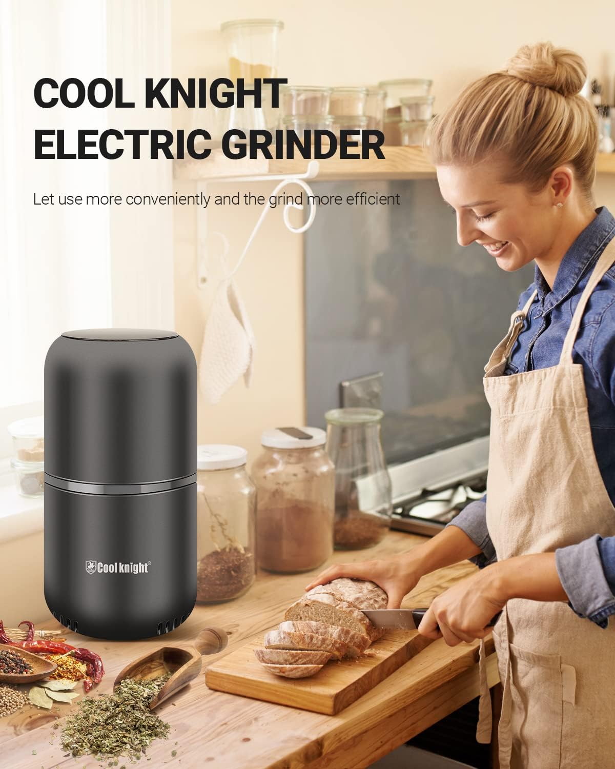 COOL KNIGHT Electric Herb Grinder, Fast Grinding, 120g Large Capacity