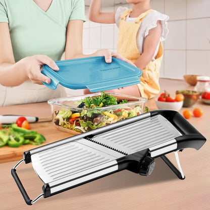 commercial Mandoline Slicer,Stainless Steel Vegetable Slicer,non-slip mandoline slicer for kitchen,Keto,Potato,cucumber,4 Blades & Cut-Resistant Gloves