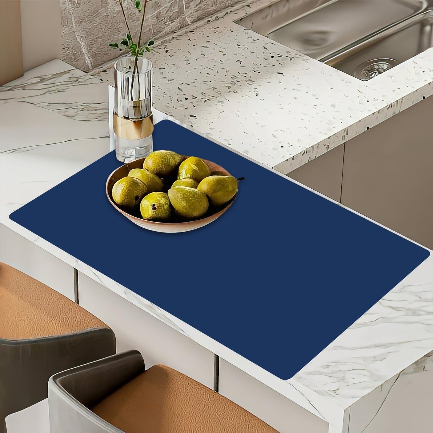 Super Large Silicone Mat, 120"x24" Silicone Mats for Kitchen Counter, Non-slip Heat Resistant Mat,Thicken Kitchen Counter Mat, Waterproof Countertop Protector for Craft (Black)