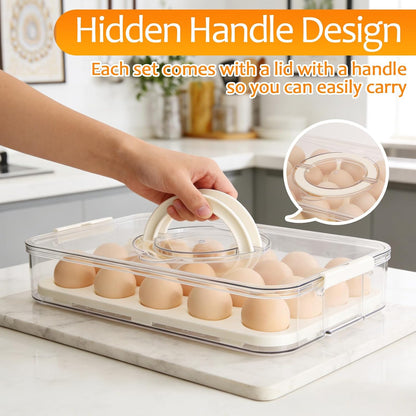 2 Pack Deviled Egg Containers with Lid, Plastic Clear Deviled Egg Platter with Handle for 40 Eggs, Stackable Egg Holder for Fridge, Deviled Egg Tray for Party, Picnic, Home, Kitchen