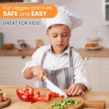 Zulay Kitchen 3-Piece Kids Knife Set for Real Cooking & Baking - Toddler Knives for Cutting Fruits, Veggies, & Cake - Children’s Montessori Knive with Serrated Edges - Safe & Fun Lettuce Knife (Red)