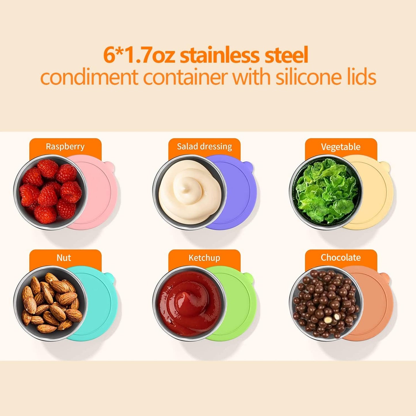 12 Pcs Silicone Lunch Box Dividers, 10PCS Food Picks, 6x1.7 oz Salad Dressing Container To Go, Lunch Accessories for Bento Box