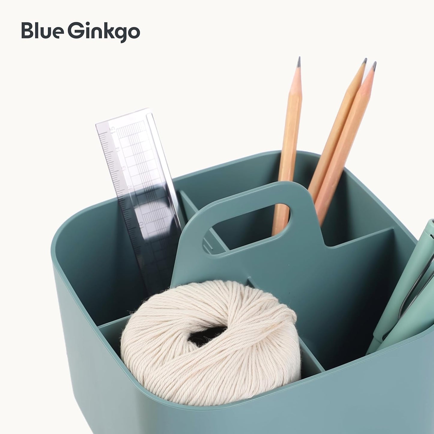 BLUE GINKGO Stackable Organizer Caddy – Korean-Made Portable Tote for Bathroom, Office, Crafts, or School Supplies (Rectangle, White)