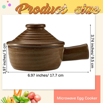 Maxdot Egg Cooker Egg Microwave Cooker with Lid and Hollow Hand Ceramic Microwave Egg Poacher Cooker for Household Use and Food Preparation