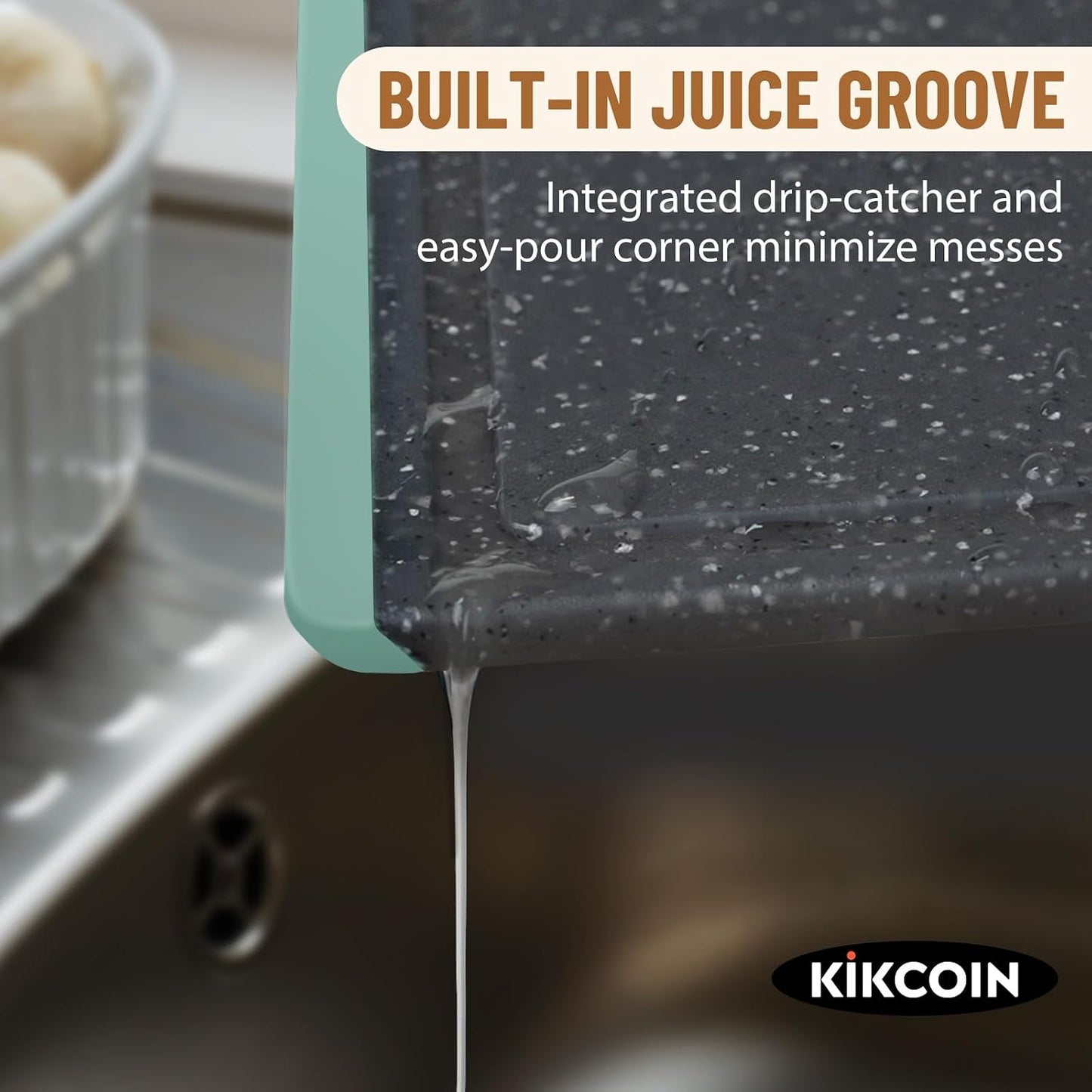 Kikcoin Plastic Cutting Boards for Kitchen, 3-Piece Large Cutting Board Set Dishwasher Safe Chopping Boards with Non-slip Feet and Juice Grooves, Gray
