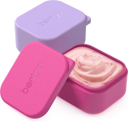Bentgo Sidekicks 2-Pack Silicone Container Set - Dipping Sauce Cups for Condiments & Small Snacks, Reusable, Durable, & Leak-Proof Liquid Storage, Salad Dressing Container - 2.6 oz (Lavender & Pink)