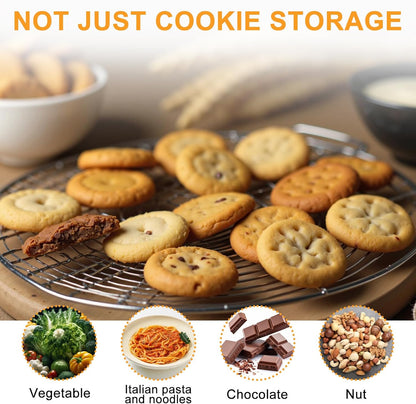 4-Tier Cookie Container with Airtight Lid and Handle Stackable Food Storage Container Dumpling Storage Box Portable Cookie Carrier for Cupcakes Desserts Wonton and Snacks