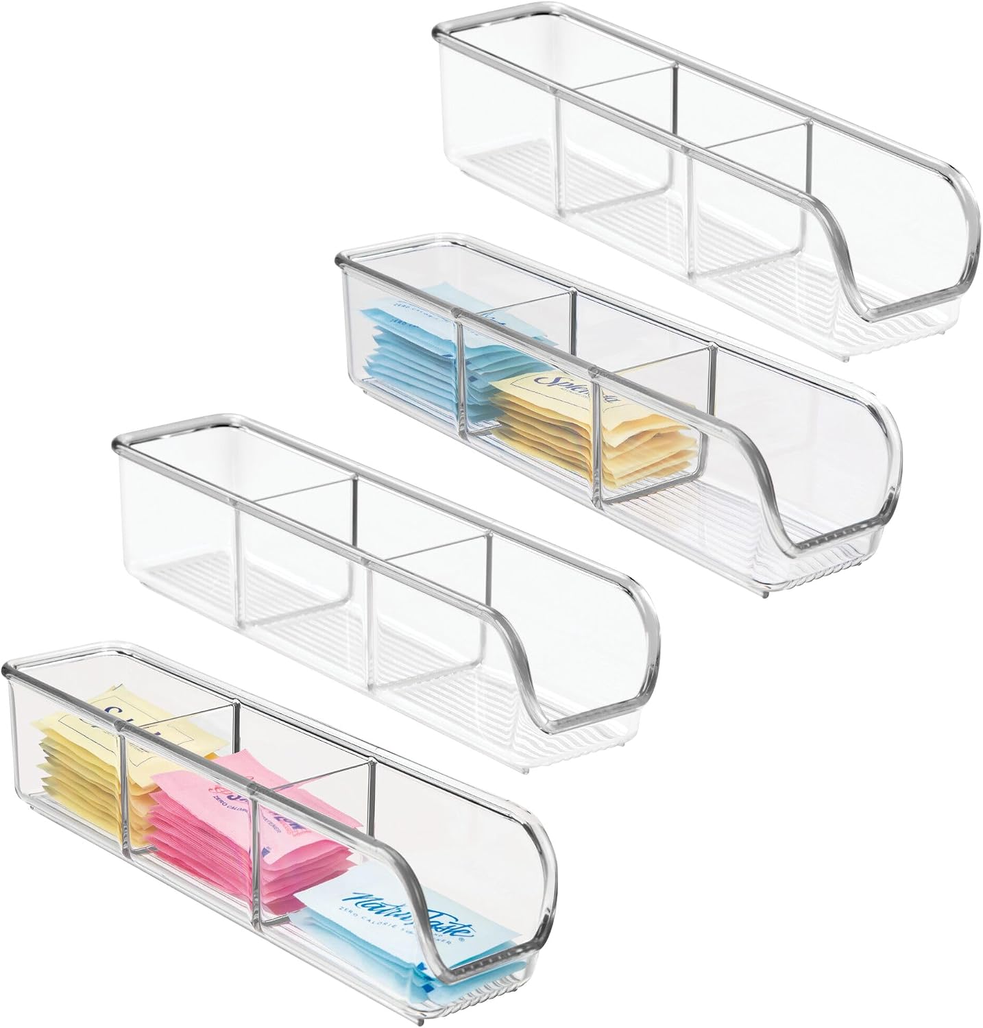 iDesign Plastic Packet and Tea Bag Organizer, Clear | Kitchen Storage Container, For Sugar, Salt, Pepper, Sweeteners, Tea Bags, Spices, The Linus Collection