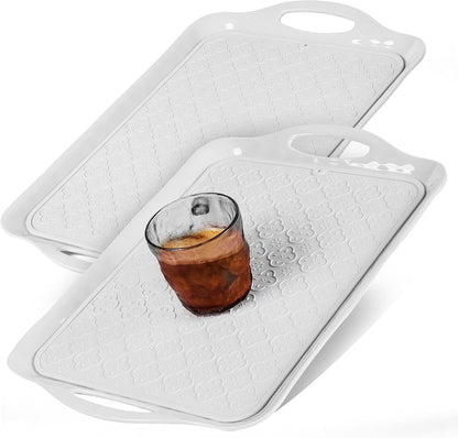 LEHAHA Grilling Prep Trays, Melamine BBQ Prep and Serving Platters and Tray for Outdoor Entertaining, Large Food Serving Trays, Set of 2, 17.2" x 10.5",Great for Grilling Lovers,Black and Red