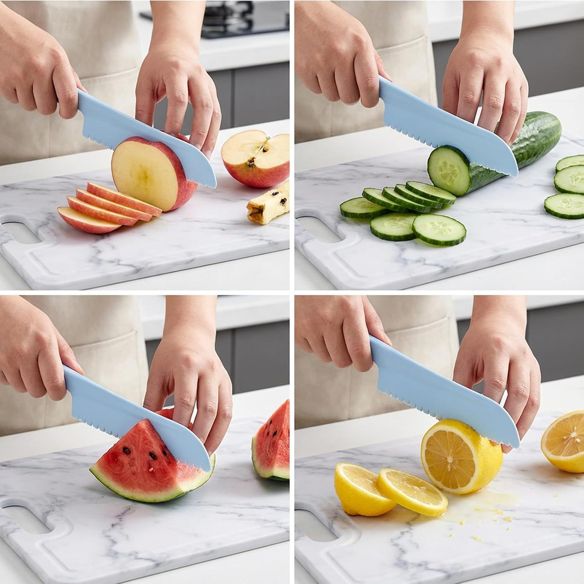 2Pcs Plastic Knife, Serrated Kitchen Cutter, Vegetable Knife to Prevent Browning Plastics Cake Knifes, Plastic Knives Heavy Duty for Cooking and Cutting Dishwasher Safe