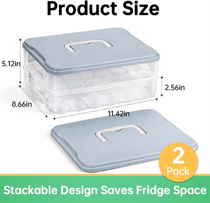 2 Pack Deviled Egg Containers with Lid, Stackable Deviled Egg Holder with Slots for 48 Eggs, Portable Clear Plastic Eggs Carrier with Handle, Perfect for Fridge Storage, Parties, Picnics, and Travel