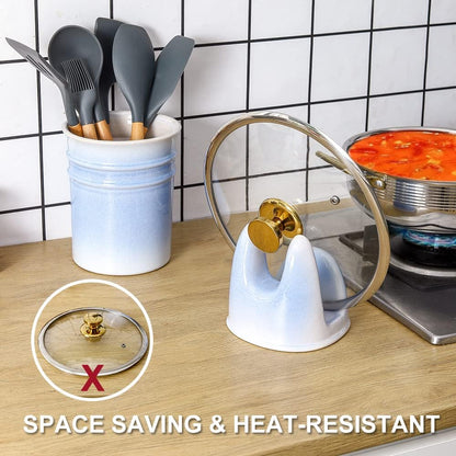 Nihow Ceramic Pot Lid Holder While Cooking for Kitchen Counter/Stove Top