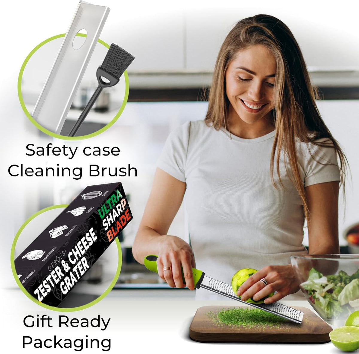 Stainless Steel Lemon Zester with Handle, Citrus Zester Grater for Cheese