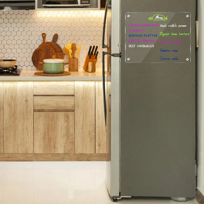 JonXon 8"X12" Acrylic Magnetic Menu Board for Kitchen,Acrylic Weekly Calendar for Fridge,Clear Meal Planner for Refrigerator,Magnet Fridge Menu Planner with 6 Magnetic Erasable Markers