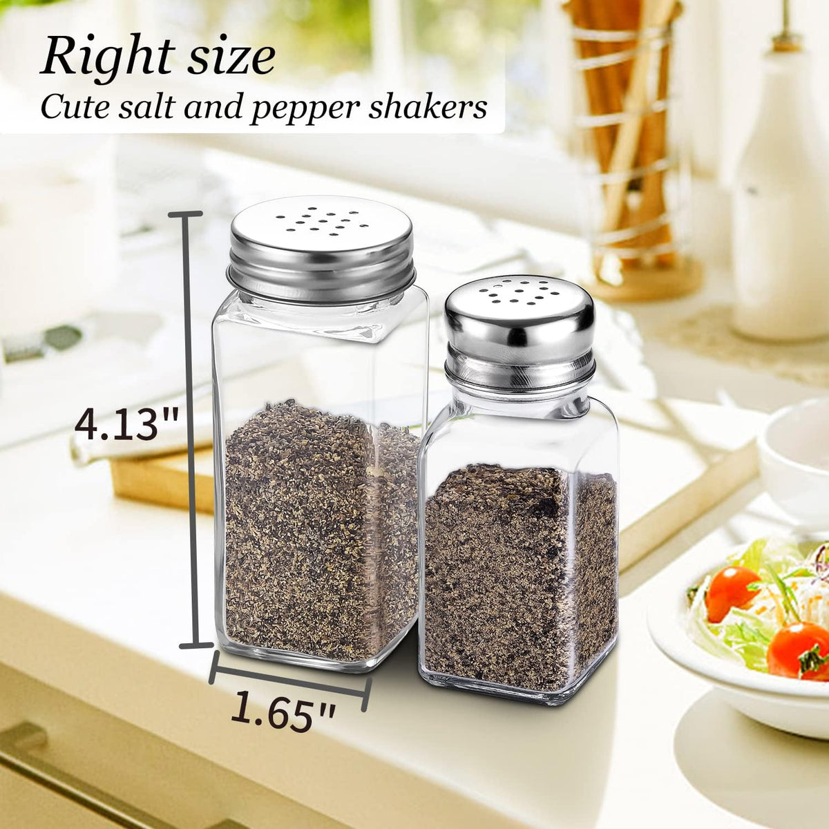 Salt and Pepper Shakers Set,Farmhouse Glass Spice Jars Kitchen Gadgets