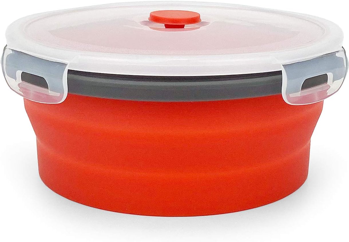 CARTINTS 1200ml Large Collapsible Meal Prep Containers, Reusable Silicone Food Storage Containers, Stackable Fridge Storage Containers, With Leakproof Lids, Microwave and Freezer Safe, Blue