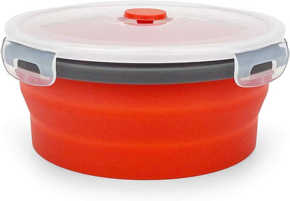 CARTINTS 1200ml Large Collapsible Meal Prep Containers, Reusable Silicone Food Storage Containers, Stackable Fridge Storage Containers, With Leakproof Lids, Microwave and Freezer Safe, Blue