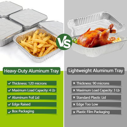 Thickened 35 Pack Heavy Duty Aluminum Pans, 8x8 Small Disposable Aluminum Baking Pans, Square Tin Foil Roasting Tray for Cooking, Meal Prep, Catering, Events, Carton Packaging