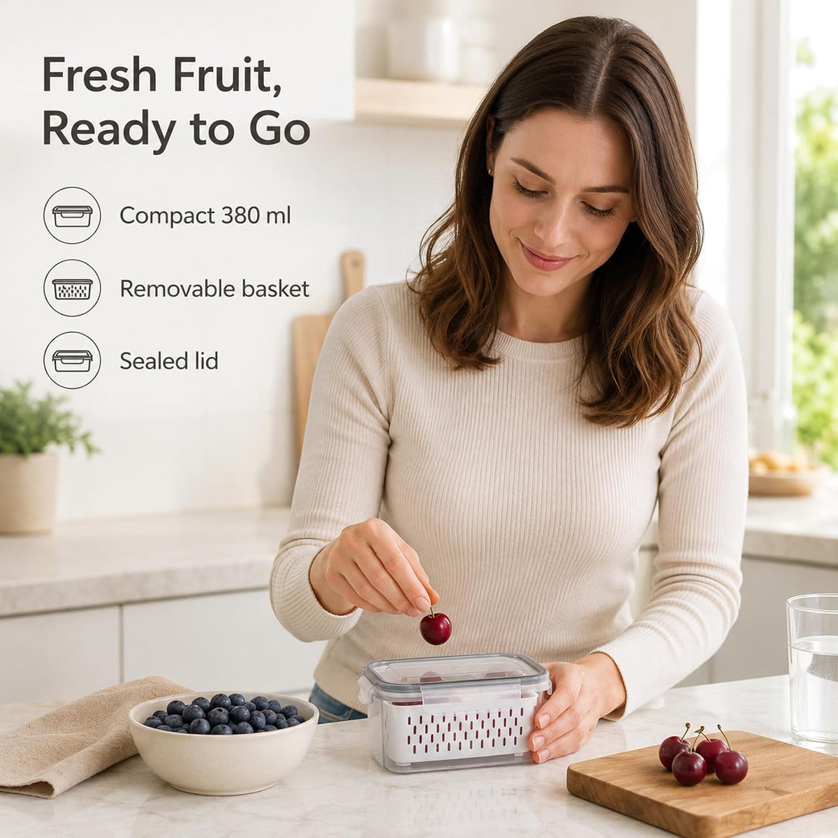 Fruit Storage Containers for Fridge (5x3.3x2.6 Inch)
