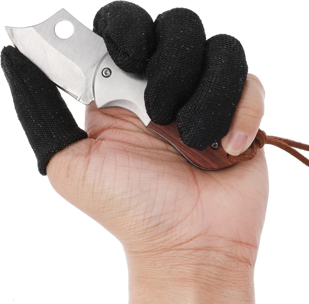 TIESOME 12 PCS Finger Cots Cut Resistant Protector, Finger Covers for Cuts Reusable Gloves Life Extender Anti-Slip Cut Resistant Finger Protectors for Kitchen Work Sculpture Supplies (Black)