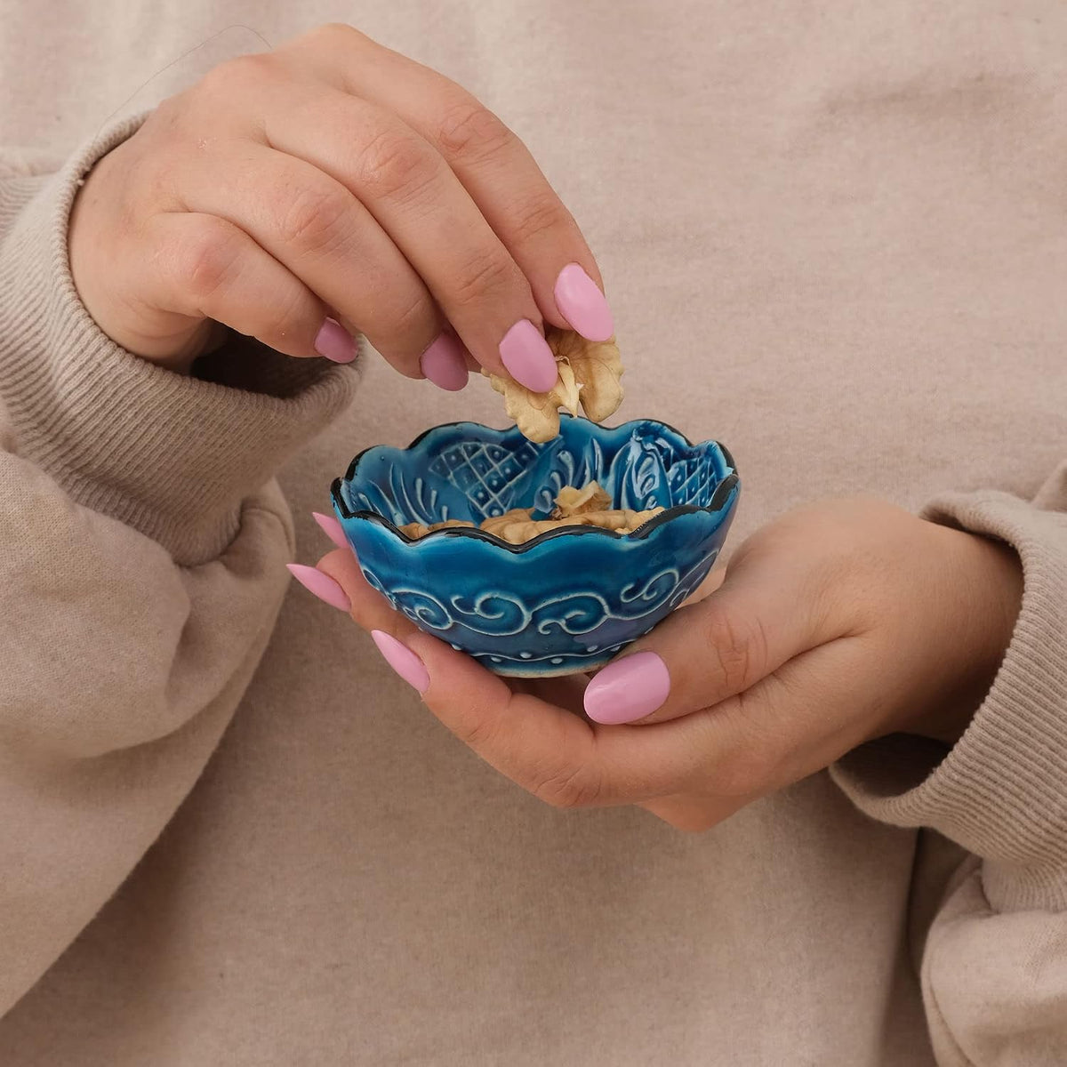 BCS Hand-Painted Ceramic Dipping Bowls Set of 6, 3 oz Mini Salsa Bowls 3.2"
