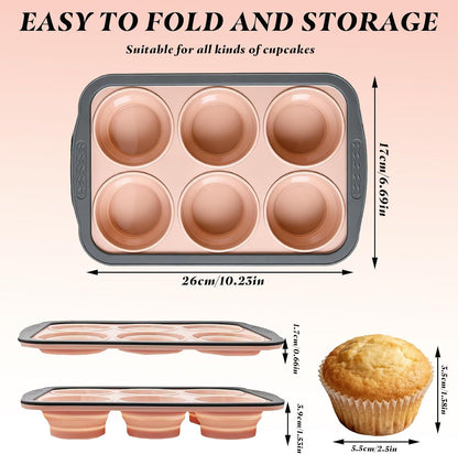 Silicone Muffin Pan for Baking with Metal Reinforced Frame,6 Cups Muffin Pans Nonstick Silicone Cupcake Pan for Egg Bite,Cupcakes, Breads,Muffin