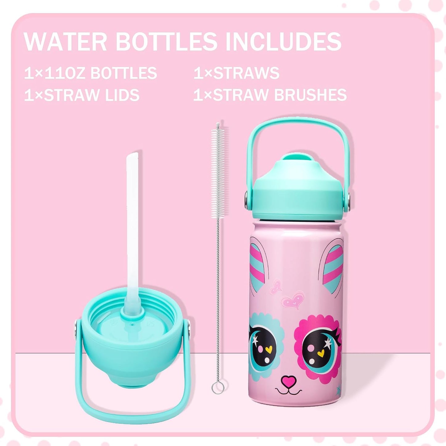 Kids Bento Lunch Box with 6 Compartments Girls Lunch Box with Lunch Bag,Stainless Steel Water Bottle,Ice Pack & Utensils Set,Birthday Gifts for Ages 3-12 Back to School Toddler Girls