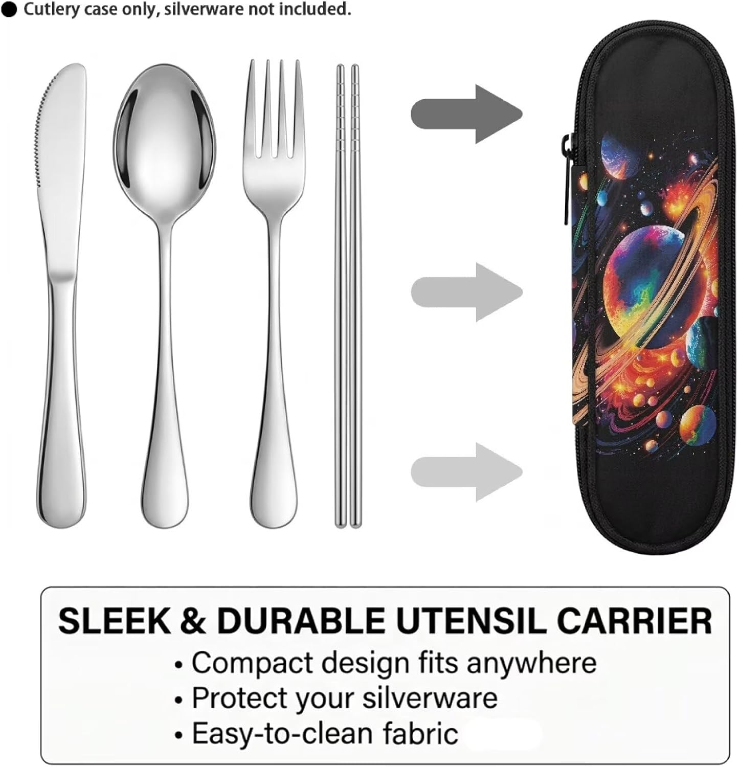 Travel Cutlery Set with Case for Kids Portable Utensil Case Reusable Silverware Pouch for School Travel Lunch Capybara Flower