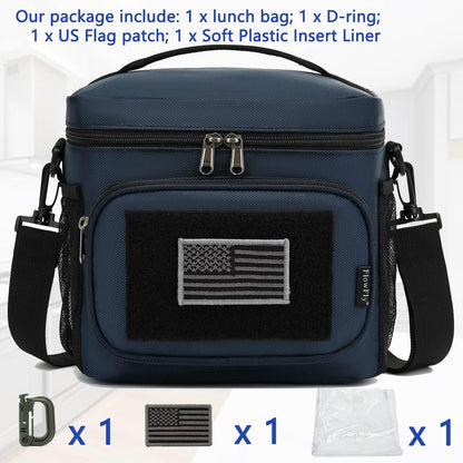 FlowFly Lunch Bag, Insulated Cooler, Thermal Lunch Box Tote with MOLLE/PALS Webbing, Adjustable Padded Shoulder Strap, for Tactical Men Women Adults and Boys Girls Kids (Cyan, Medium)
