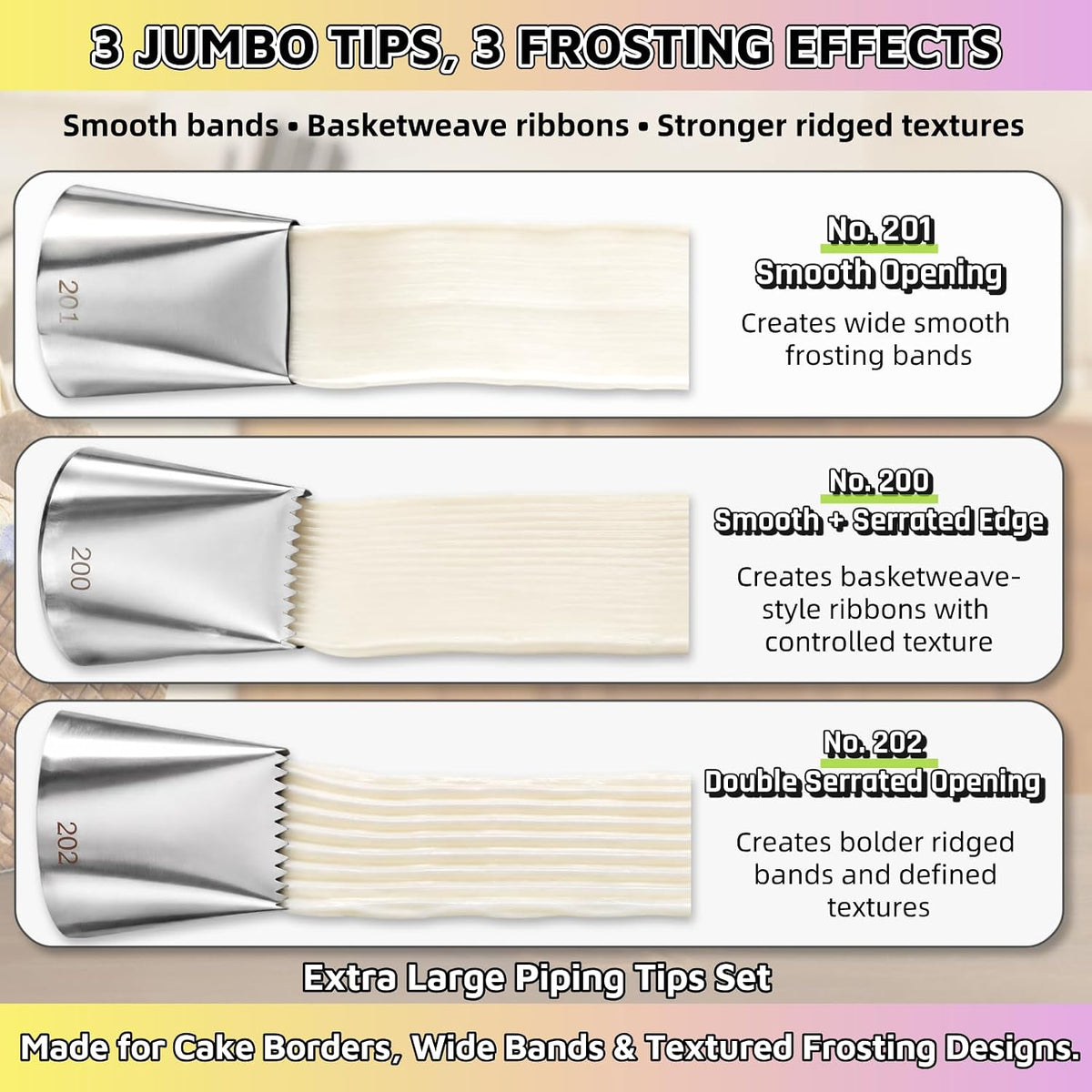 Extra Large Piping Tips Set with 18-Inch Bags for Cake Decorating