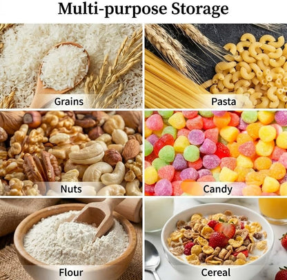4 Compartment Airtight Cereal Storage Containers Set with Lids 2.9 Qt | Food Storage Jar, Pantry Organization, Pasta Cereal Dry Food, Stackable Pantry Storage Container, Nordic Style Storage
