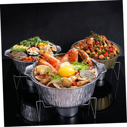 Round Foil Baking Pan Lid Heavy Duty Tin Foil Dish for Oven Cooking Large Capacity Food Prep Tray for Roasting Fish and Meat Disposable Aluminum Container