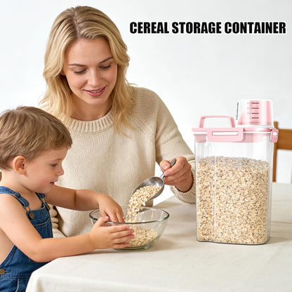 TBMAXS 2 Pack 3 Lbs Dog Cat Food Storage Containers for Travel, Portable Pet Food Storage Container, Easy-Pouring Bird Seed Dispenser, Airtight Rice Cereal Oatmeal Flour Holder -Beige