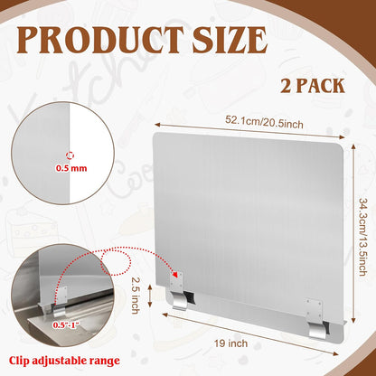Ferraycle 2 Pack 20-1/2" W x 18" H 304 Stainless Steel Fryer Splash Guard for Stove & Kitchen, Oil Splatter Screen Protection, Heavy Duty Grease Barrier for Frying, Grilling, Easy Clean, Universal Fit