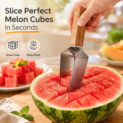 Upgrade Large Triangle Watermelon Cutter Stainless Steel Melon Slicer 2026 NEW Portable Watermelon Cutter with Wooden Handle, Fruitcutter Kitchen Gadgets for Watermelon Melon Apple Pineapple (#)